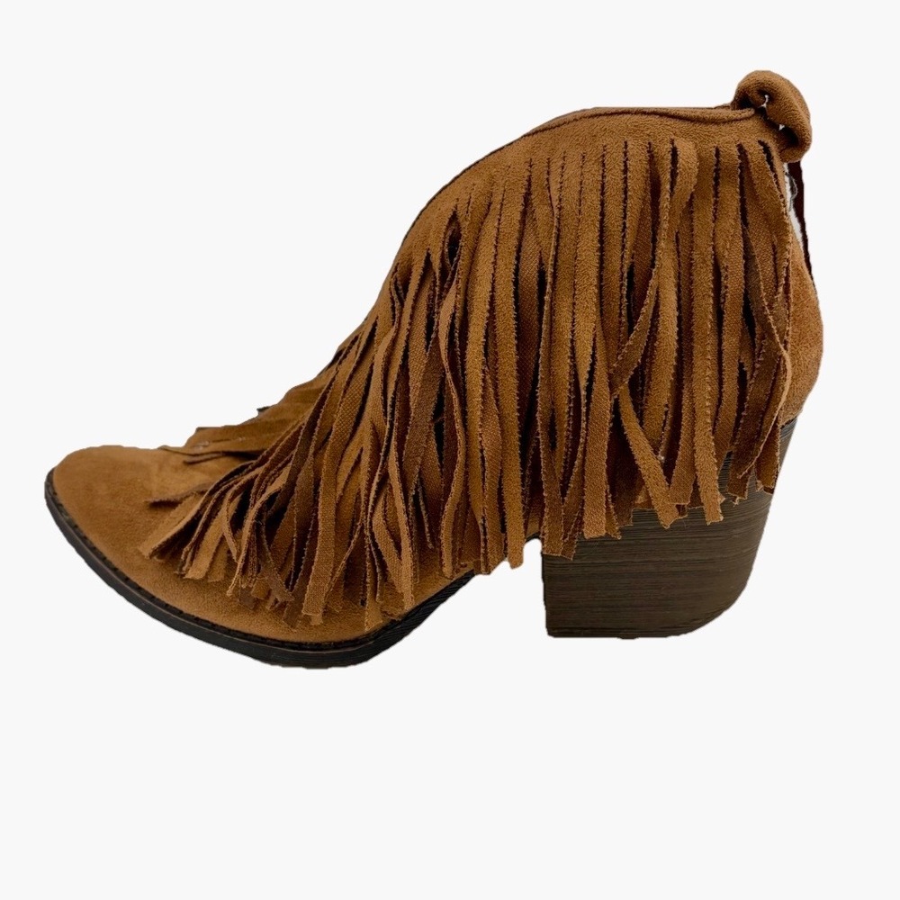 Coconuts by Matisse Lombard Tan Brown Fringe‎ Western Ankle Bootie 8M Festival